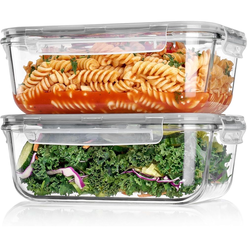 Meal Prep Glass - 1860ml/63oz Large Glass Storage Containers with
