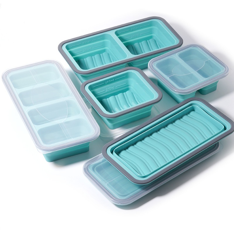 Meal Prep Oven Safe Containers - Silicone Freezer Tray with Lid Silicone