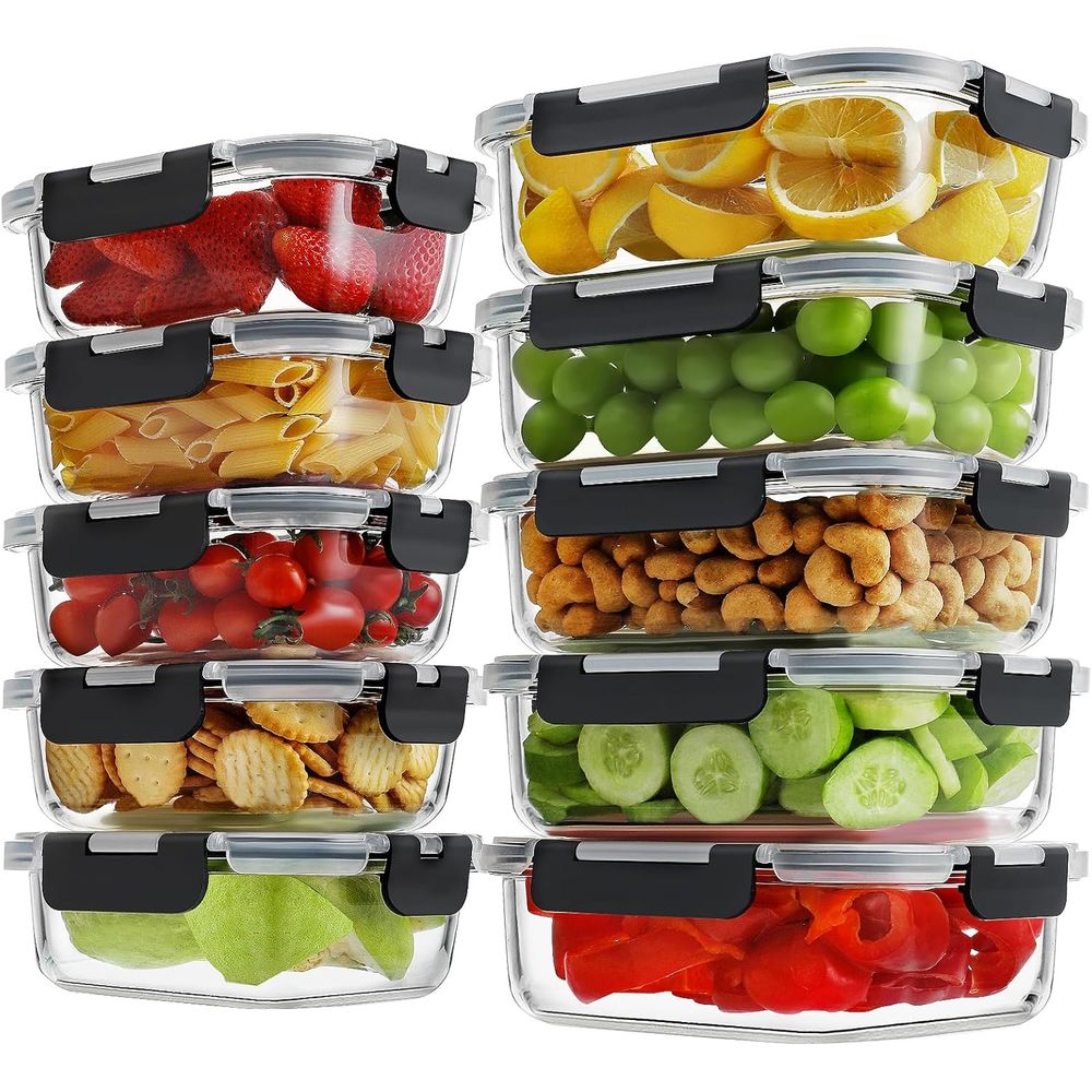 Meal Prep Glass - 10 Pack Borosilicate Glass Meal Prep
