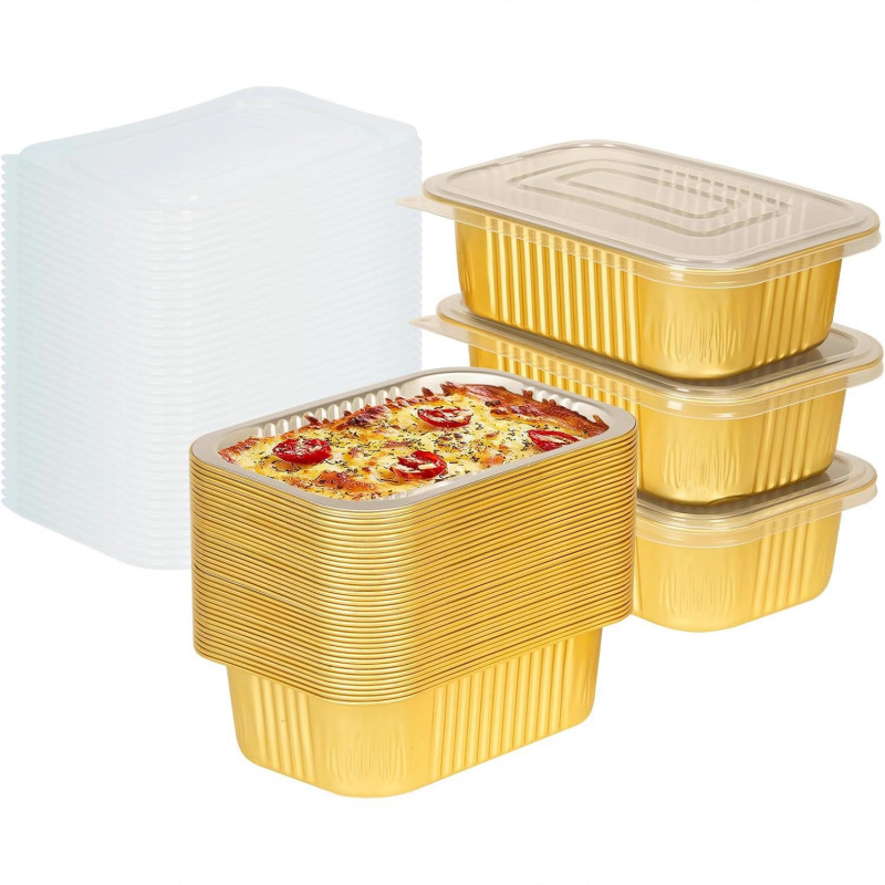 Meal Prep Oven Safe Containers - 【20-Count 750ml Gold Pans】Reusable Aluminum Containers