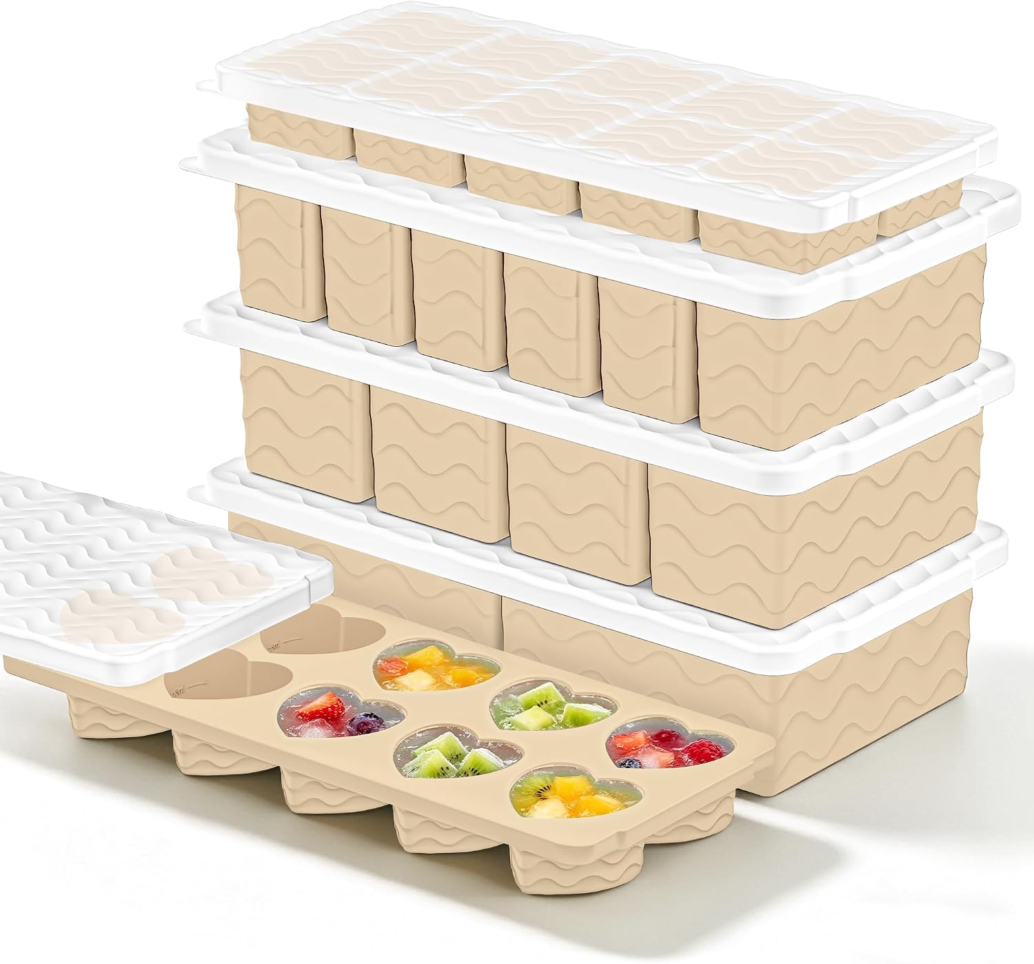 Meal Prep Oven Safe Containers - Silicone Freezer Mold with Lids, 5-Pack