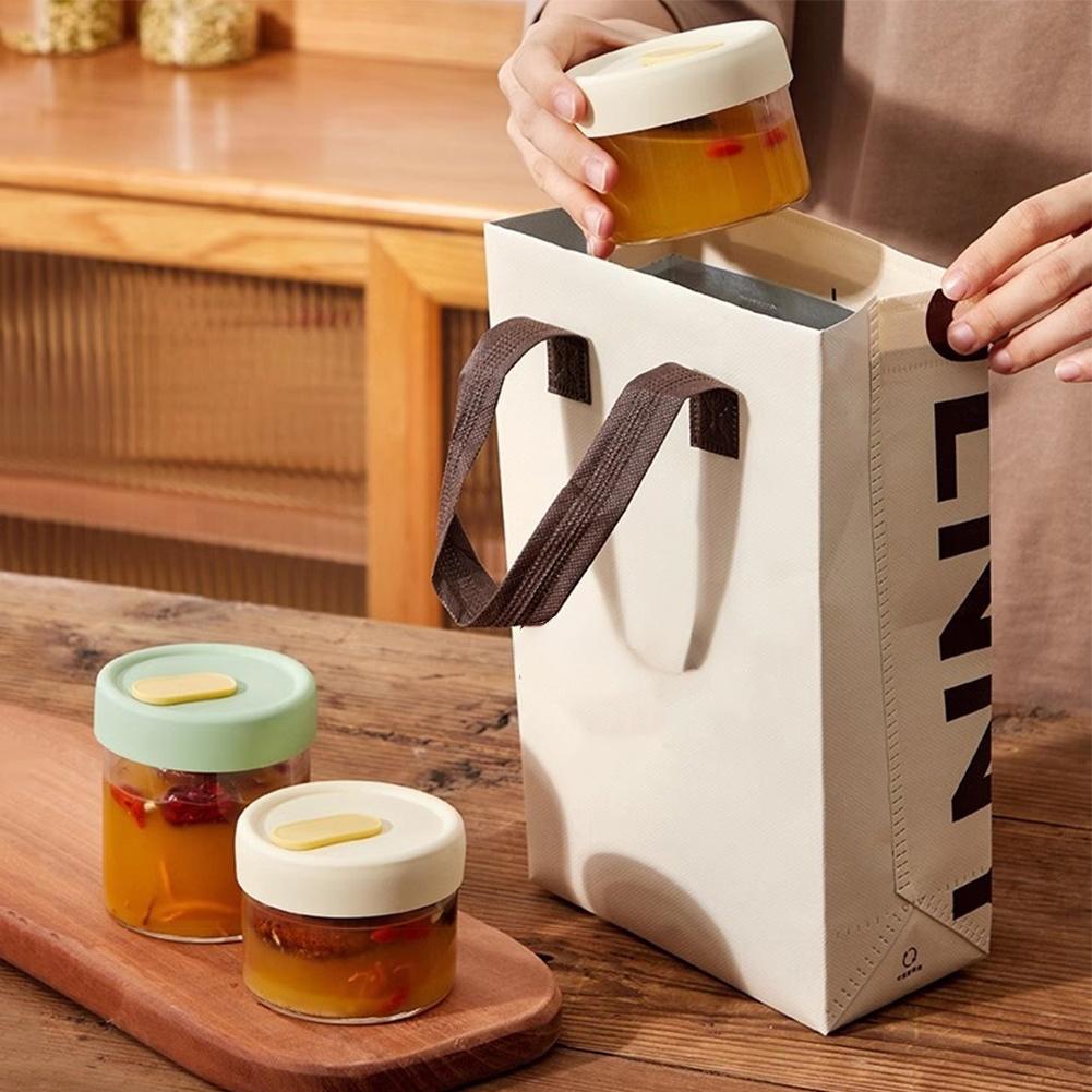 Meal Prep Oven Safe Containers - Clear Glass Jars Bone Broth Freezer