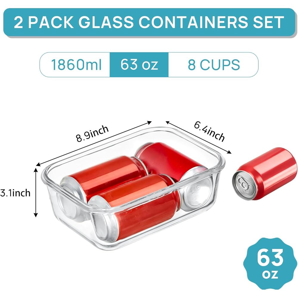 1860ml/63oz Large Glass Storag - Meal Prep Glass review and price