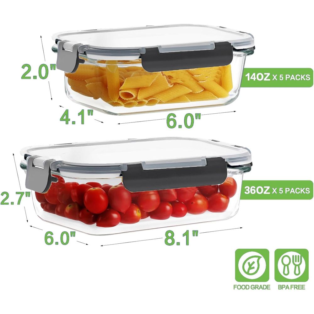 10 Pack Borosilicate Glass Mea - Meal Prep Glass review and price