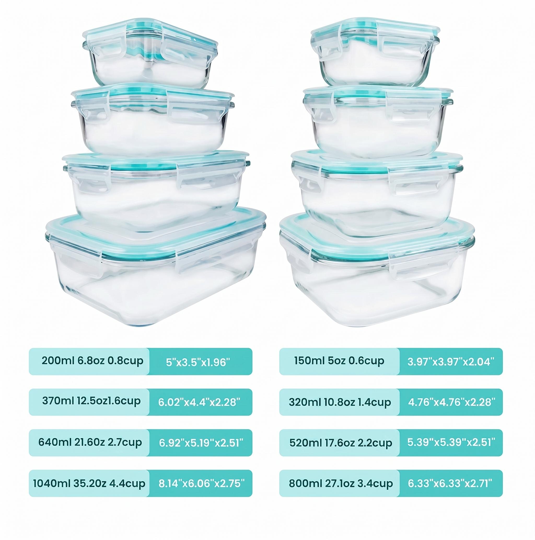 8Pcs Borosilicate Glass Food S - Meal Prep Oven Safe Containers review and price