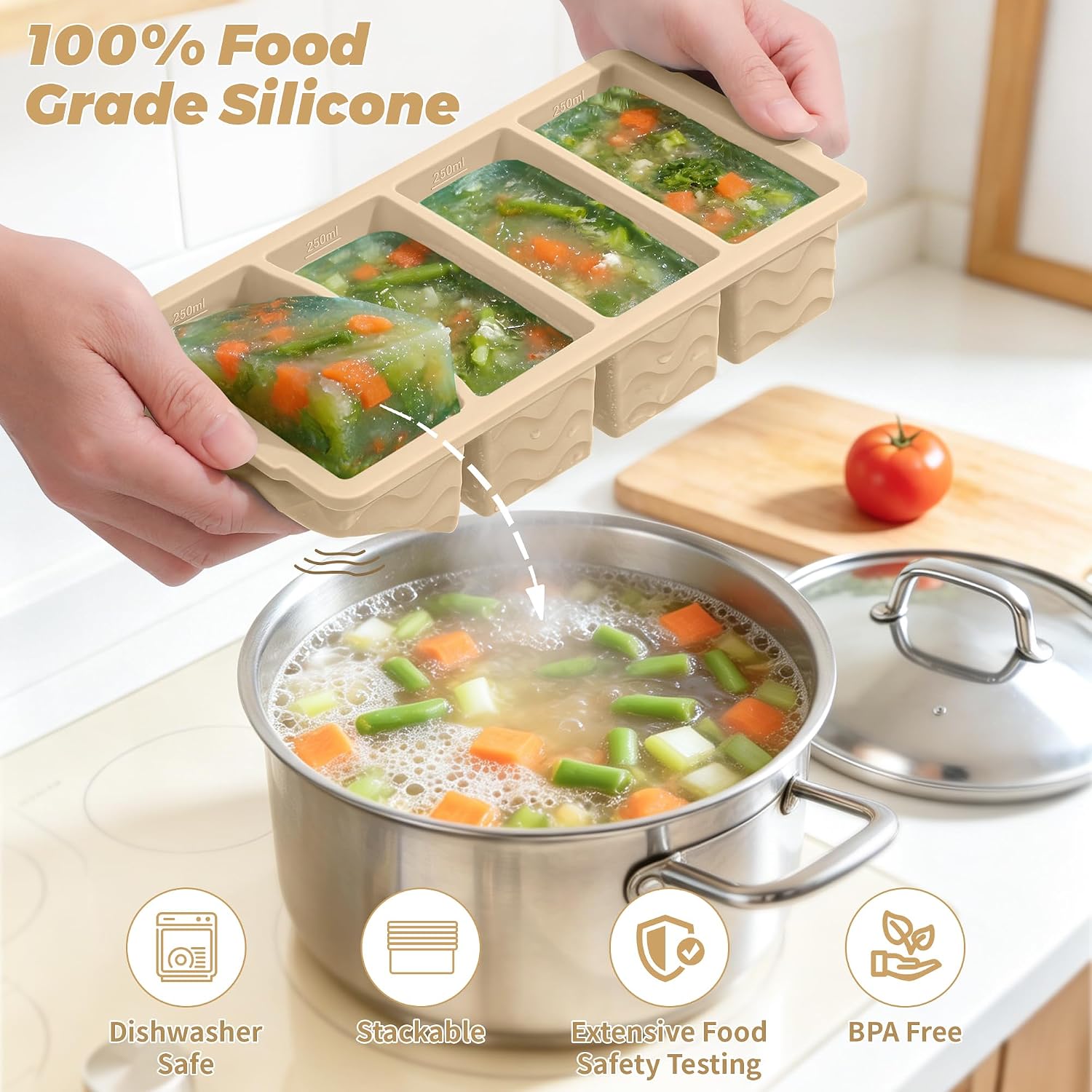 Silicone Freezer Mold with Lid - Meal Prep Oven Safe Containers review and price