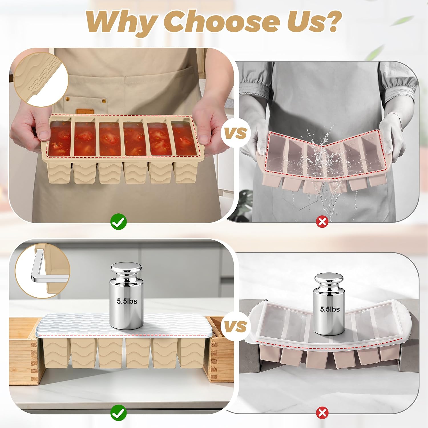 Silicone Freezer Mold with Lid - Meal Prep Oven Safe Containers review and price