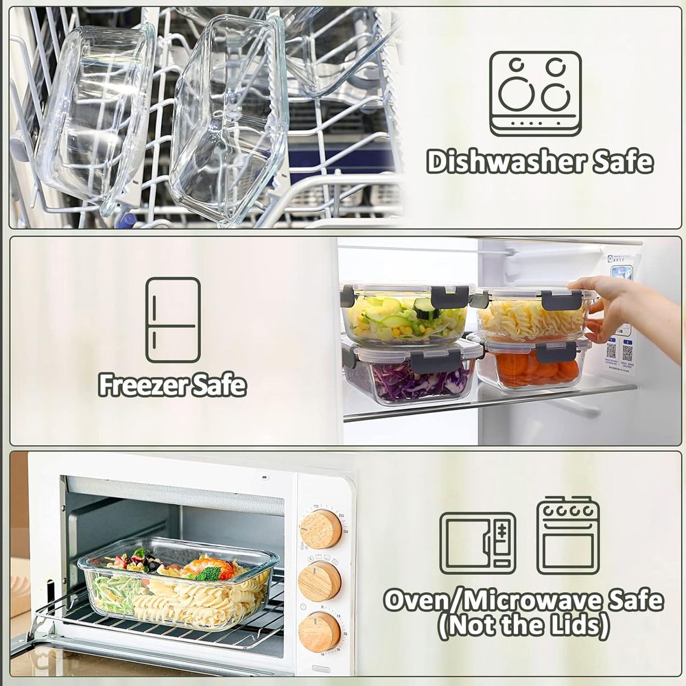 8-Pack, 30 oz Glass Meal Prep  - Meal Prep Oven Safe Containers review and price