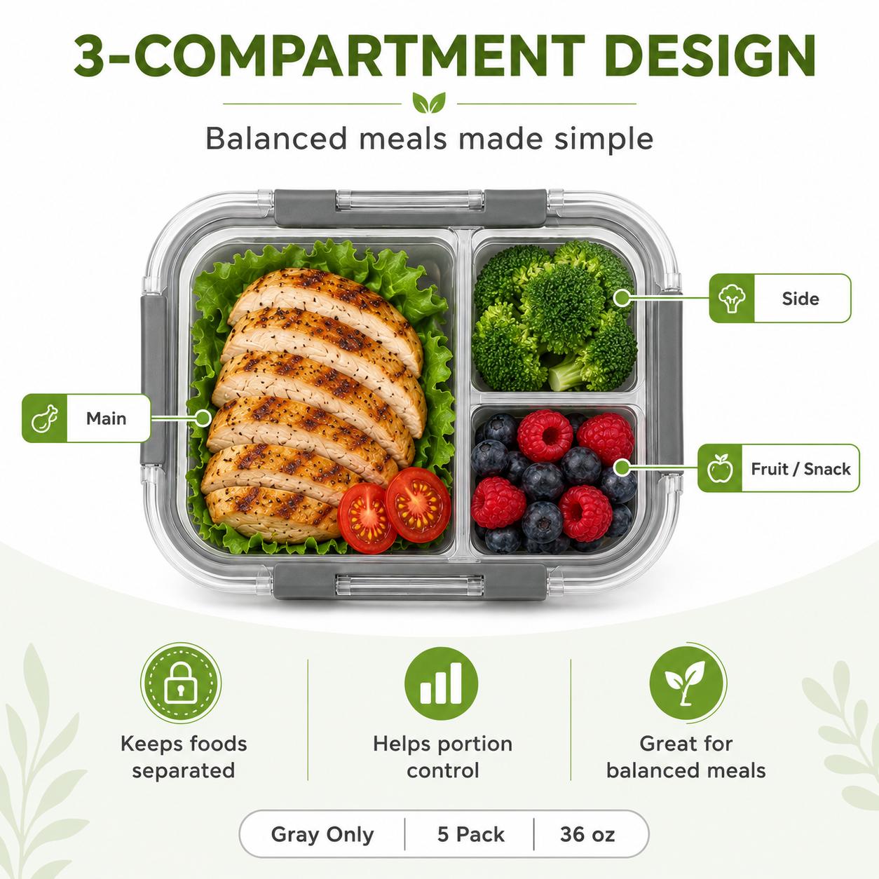 5Pcs 36oz High Borosilicate Gl - Meal Prep Oven Safe Containers review and price