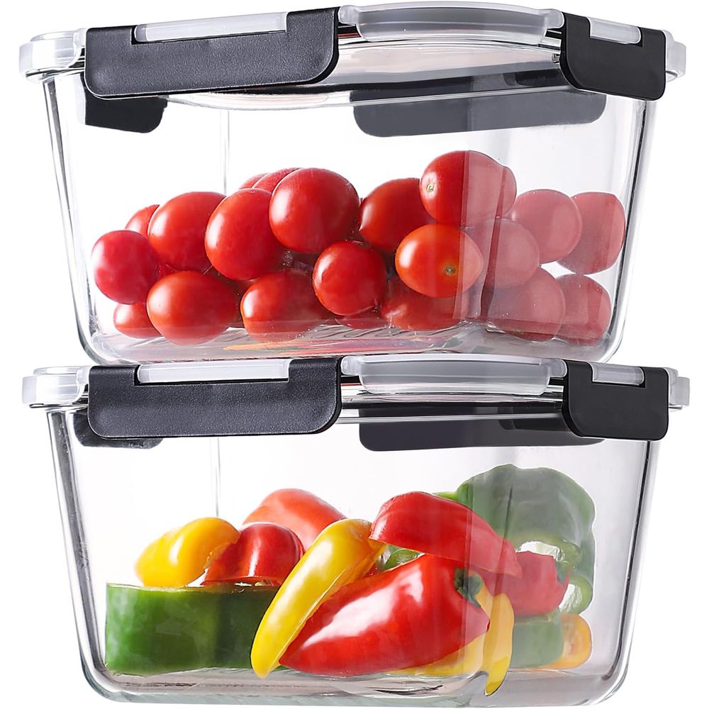 4-Piece 63oz Glass Food Storag - Meal Prep Glass review and price