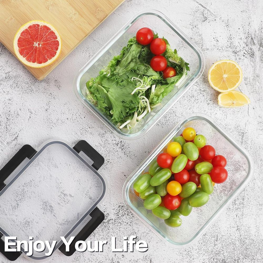 4-Piece 63oz Glass Food Storag - Meal Prep Glass review and price