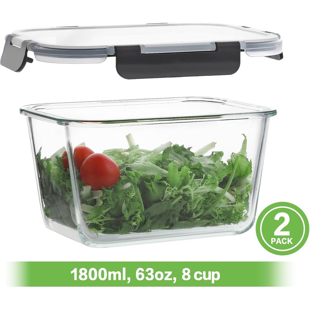 4-Piece 63oz Glass Food Storag - Meal Prep Glass review and price