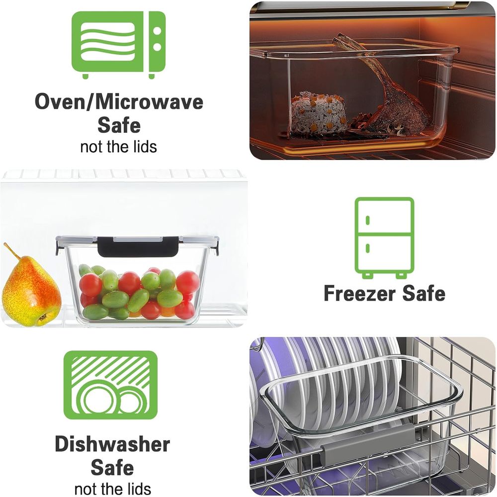 4-Piece 63oz Glass Food Storag - Meal Prep Glass review and price